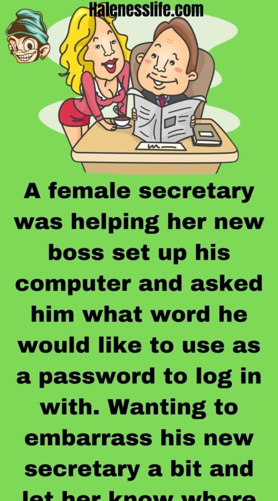 A female secretary was helping her new boss set