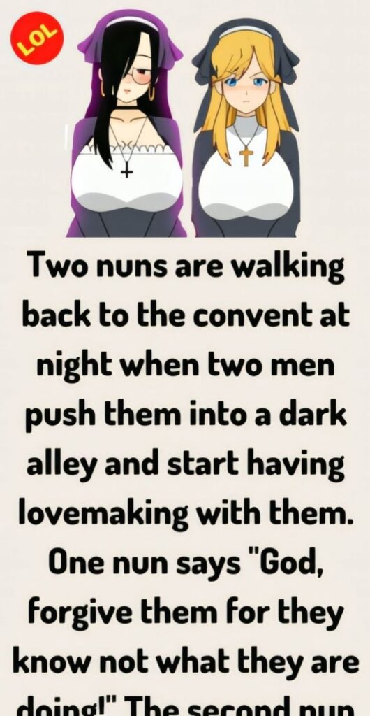 Two nuns are walking back to the convent at night