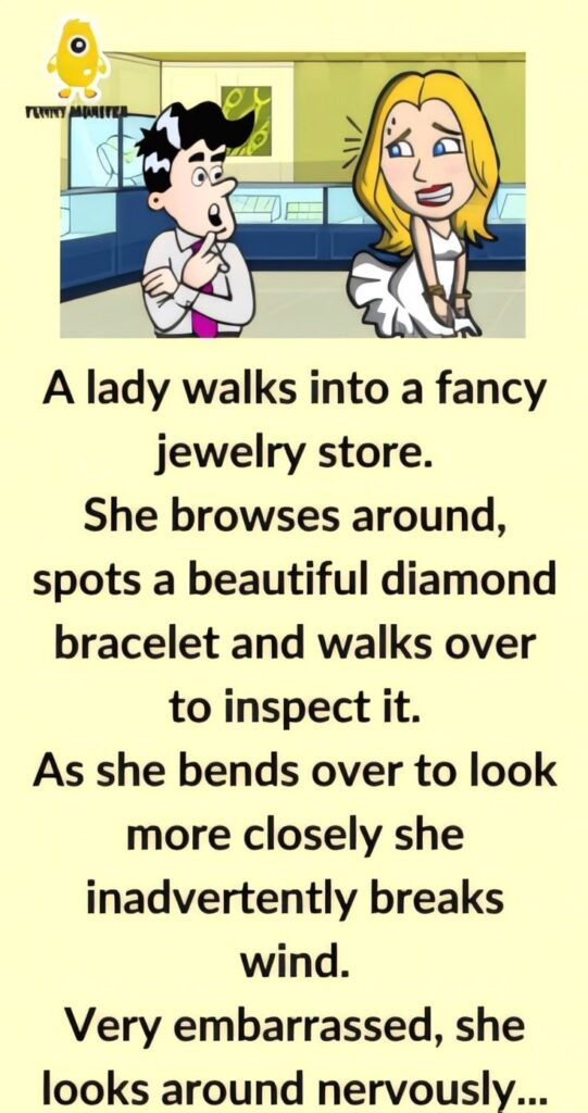 A lady walks into a fancy jewelry store.